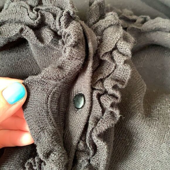 J. Crew Black Ruffle Cardigan Size Small - Picture 3 of 3